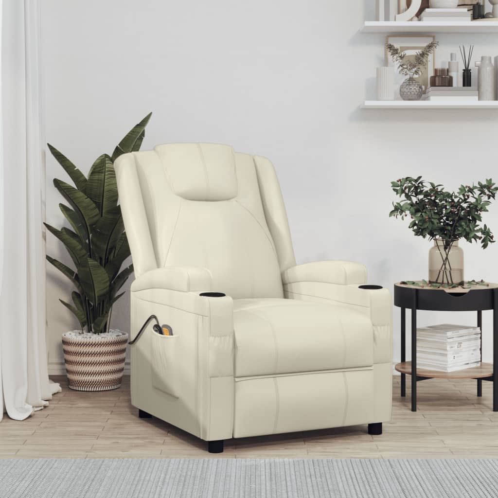 Massagestoel elektrisch kunstleer crèmewit is nu te koop bij PeponiXL, paradijselijk wonen!
