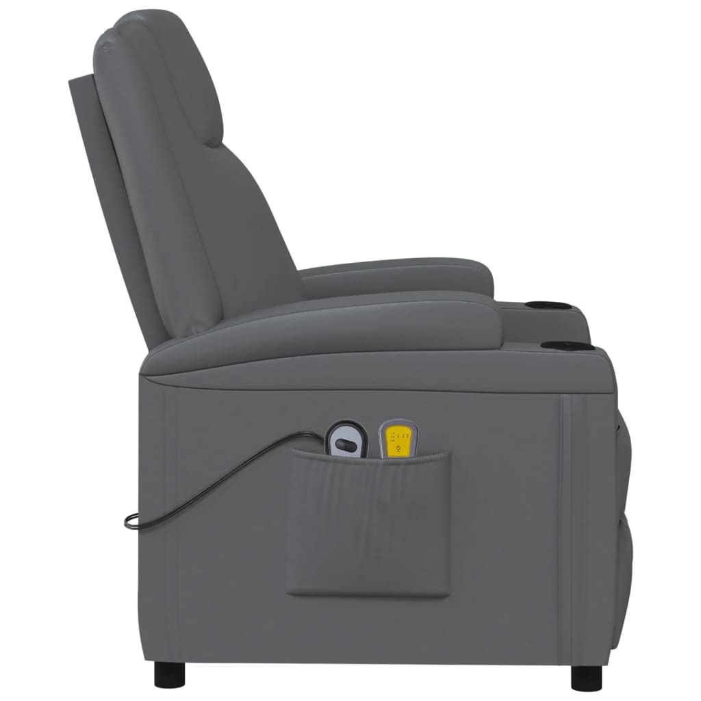 Massagestoel elektrisch kunstleer antracietkleurig is nu te koop bij PeponiXL, paradijselijk wonen!