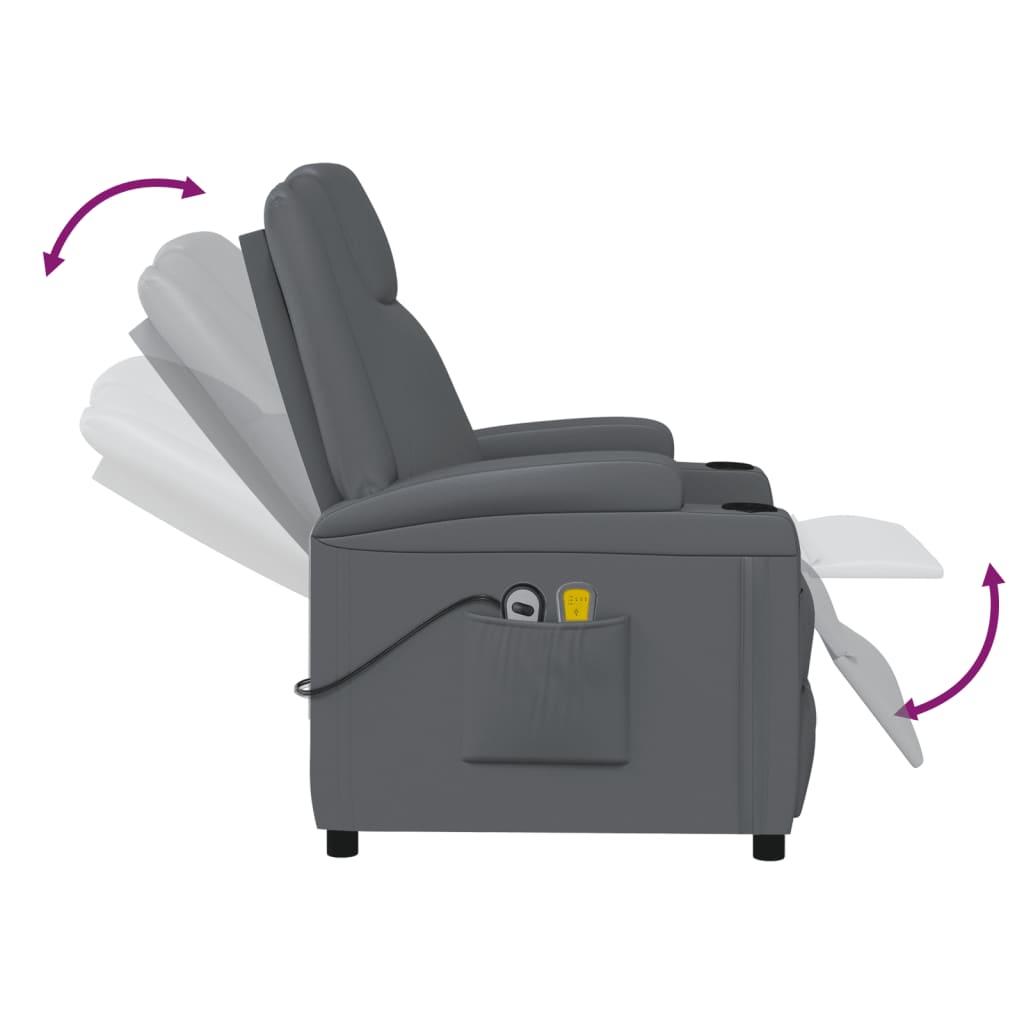 Massagestoel elektrisch kunstleer antracietkleurig is nu te koop bij PeponiXL, paradijselijk wonen!