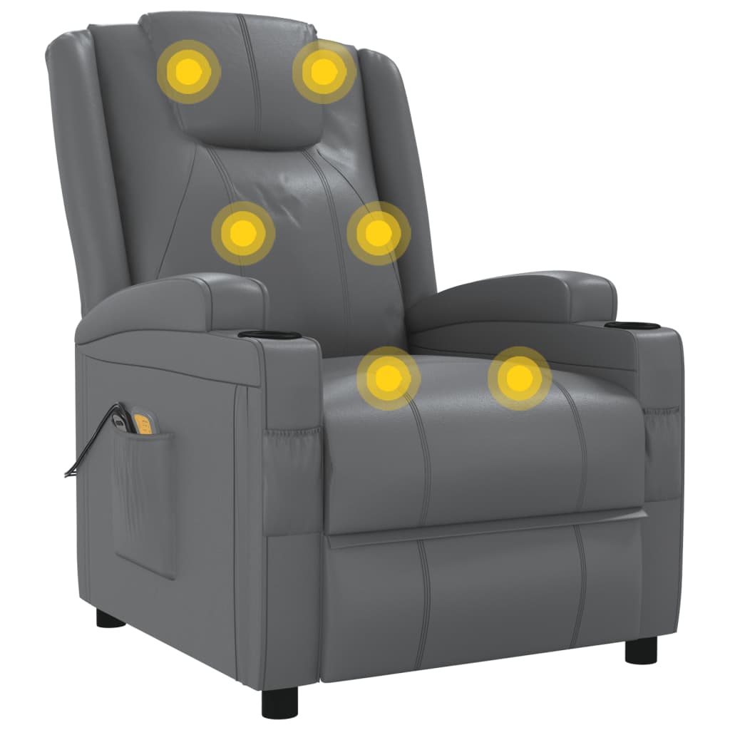 Massagestoel elektrisch kunstleer antracietkleurig is nu te koop bij PeponiXL, paradijselijk wonen!