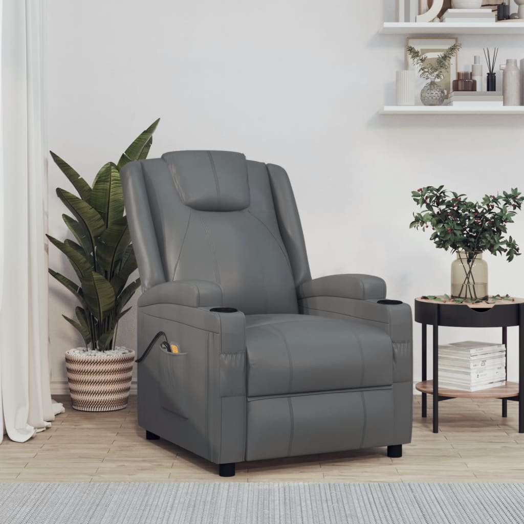 Massagestoel elektrisch kunstleer antracietkleurig is nu te koop bij PeponiXL, paradijselijk wonen!