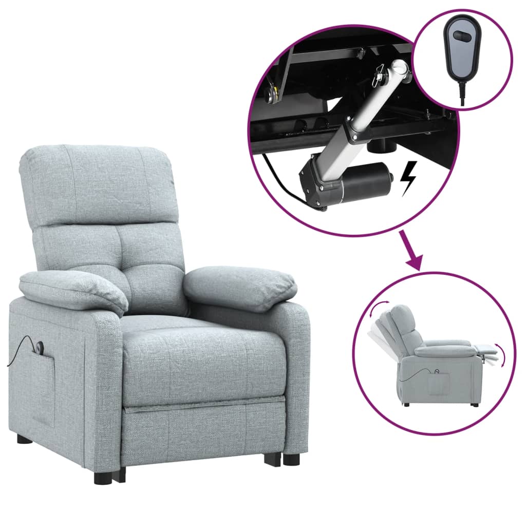 Fauteuil elektrisch verstelbaar stof lichtgrijs is nu te koop bij PeponiXL, paradijselijk wonen!