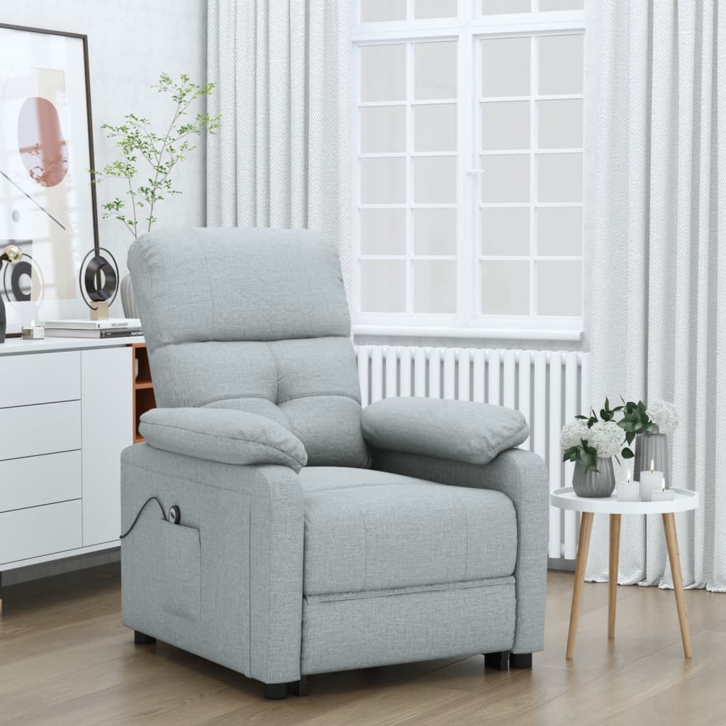 Fauteuil elektrisch verstelbaar stof lichtgrijs is nu te koop bij PeponiXL, paradijselijk wonen!