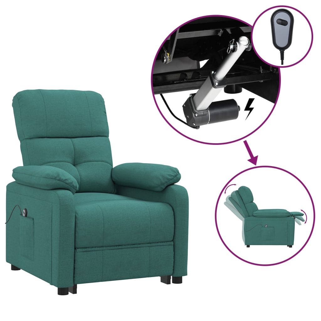 Fauteuil verstelbaar elektrisch stof donkergroen is nu te koop bij PeponiXL, paradijselijk wonen!