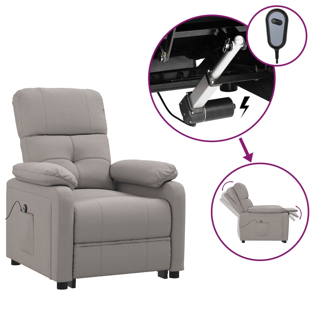Fauteuil verstelbaar elektrisch stof taupe is nu te koop bij PeponiXL, paradijselijk wonen!