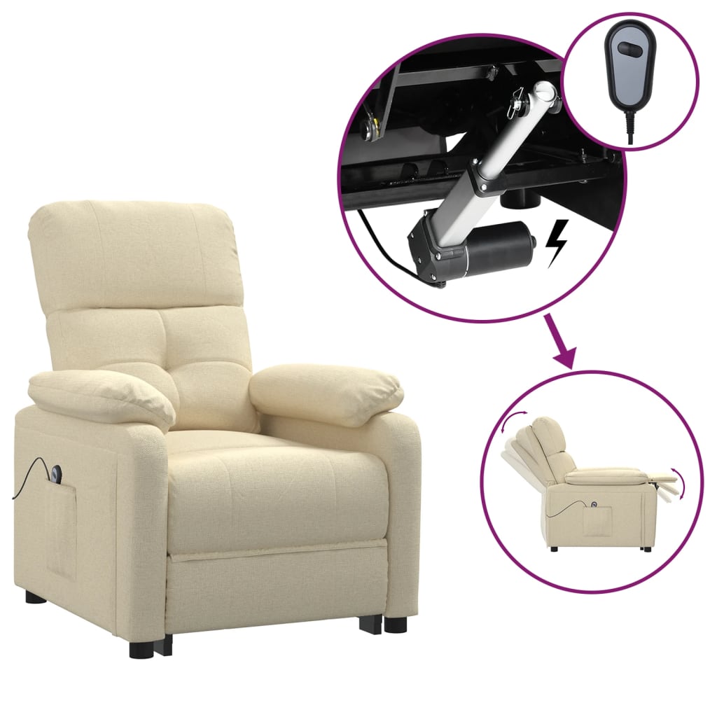 Fauteuil verstelbaar elektrisch stof crèmekleurig is nu te koop bij PeponiXL, paradijselijk wonen!