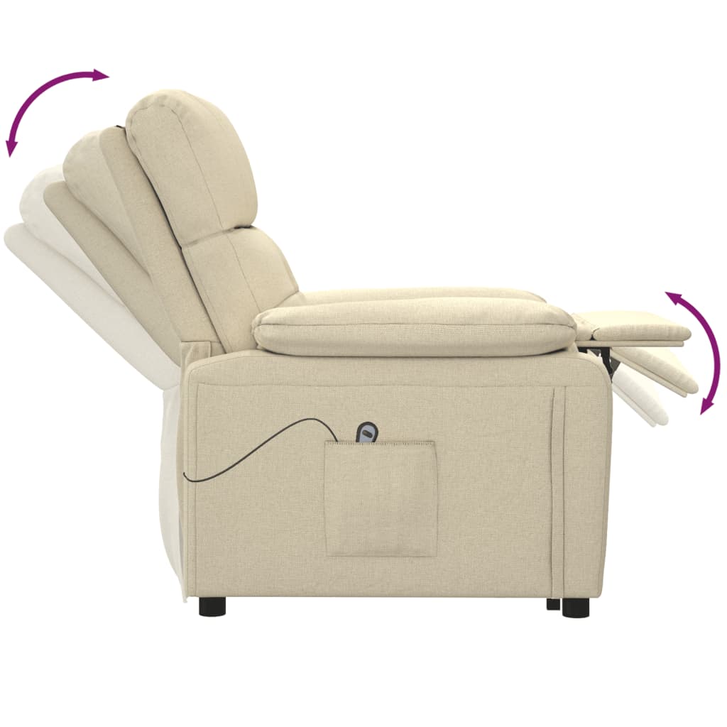 Fauteuil verstelbaar elektrisch stof crèmekleurig is nu te koop bij PeponiXL, paradijselijk wonen!
