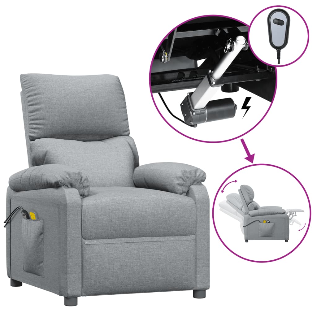 Massagestoel elektrisch stof lichtgrijs is nu te koop bij PeponiXL, paradijselijk wonen!