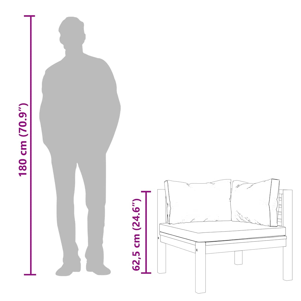 Hoekbanken 2 st met crèmewitte kussens massief acaciahout is nu te koop bij PeponiXL, paradijselijk wonen!