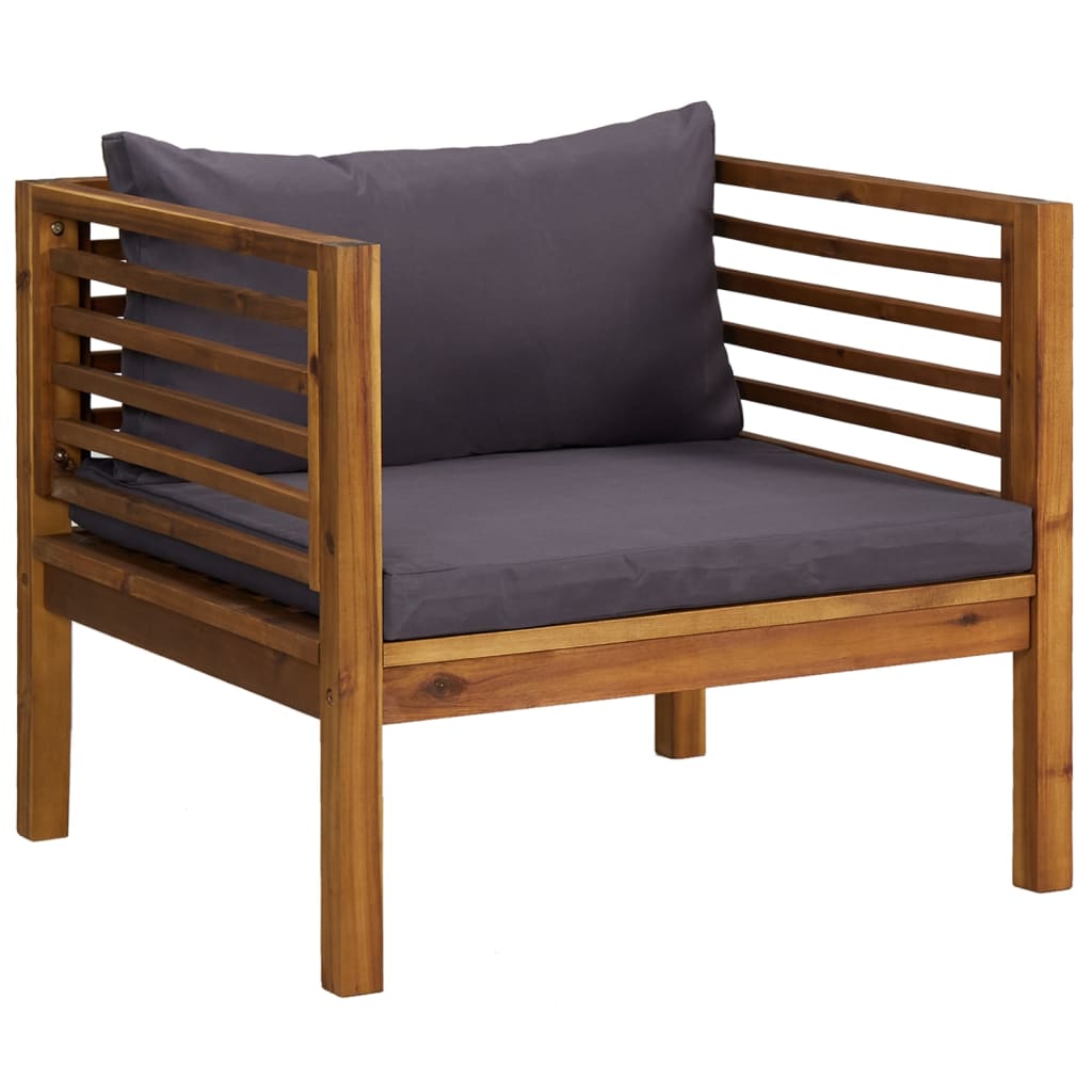 Tuinstoel met donkergrijze kussens massief acaciahout is nu te koop bij PeponiXL, paradijselijk wonen!