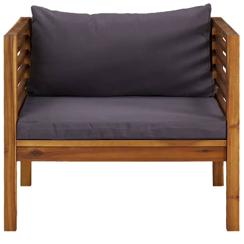 Tuinstoel met donkergrijze kussens massief acaciahout is nu te koop bij PeponiXL, paradijselijk wonen!