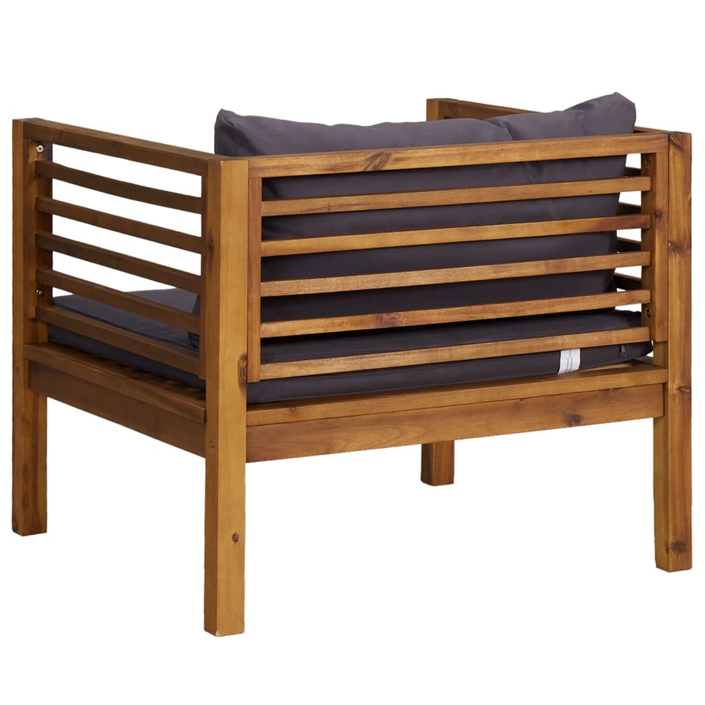 Tuinstoel met donkergrijze kussens massief acaciahout is nu te koop bij PeponiXL, paradijselijk wonen!