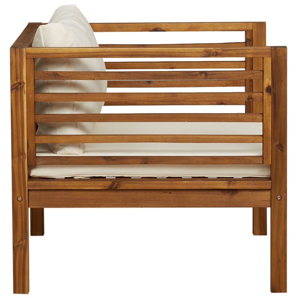 Tuinstoel met crèmewitte kussens massief acaciahout is nu te koop bij PeponiXL, paradijselijk wonen!