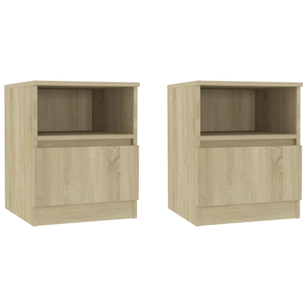 Nachtkastjes 2 st 40x40x50 cm bewerkt hout sonoma eikenkleurig is nu te koop bij PeponiXL, paradijselijk wonen!