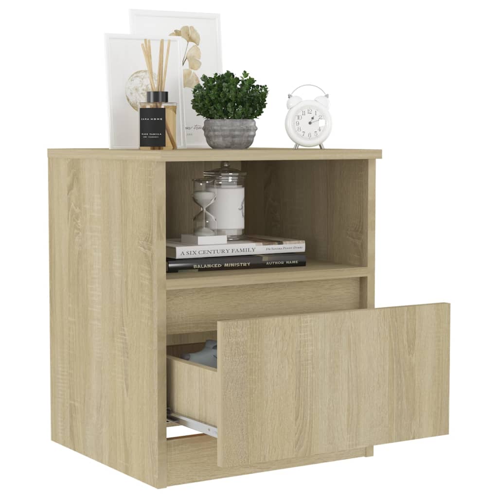 Nachtkastjes 2 st 40x40x50 cm bewerkt hout sonoma eikenkleurig is nu te koop bij PeponiXL, paradijselijk wonen!