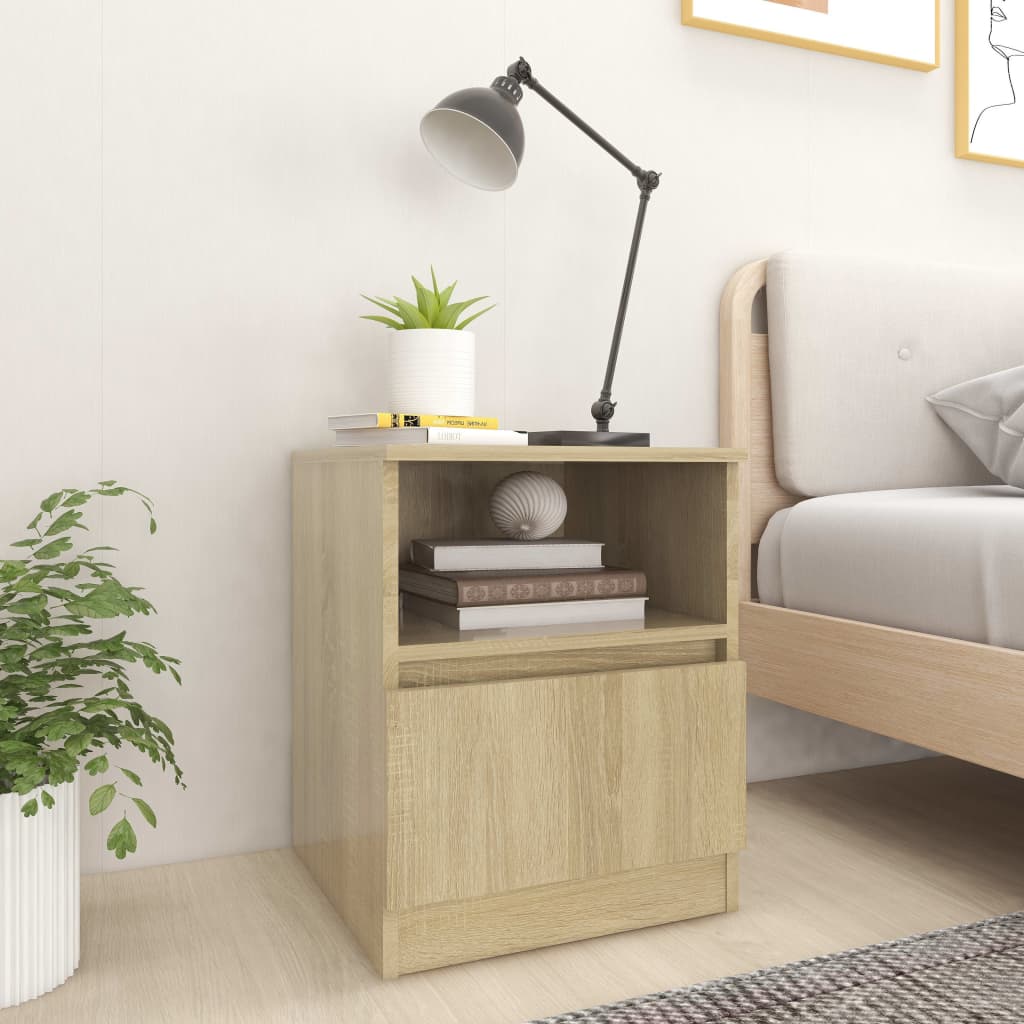 Nachtkastjes 2 st 40x40x50 cm bewerkt hout sonoma eikenkleurig is nu te koop bij PeponiXL, paradijselijk wonen!