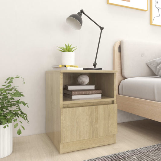 Nachtkastjes 2 st 40x40x50 cm bewerkt hout sonoma eikenkleurig is nu te koop bij PeponiXL, paradijselijk wonen!