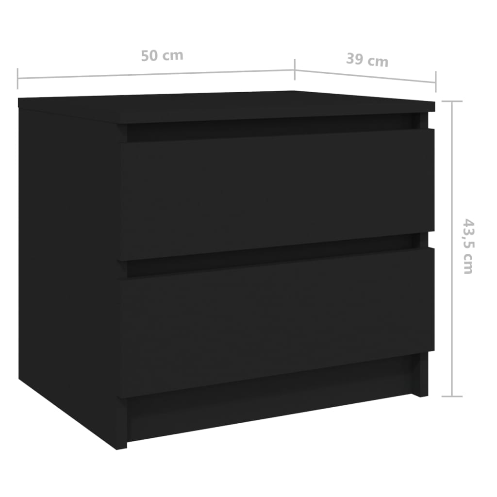 Nachtkastjes 2 st 50x39x43,5 cm bewerkt hout zwart is nu te koop bij PeponiXL, paradijselijk wonen!