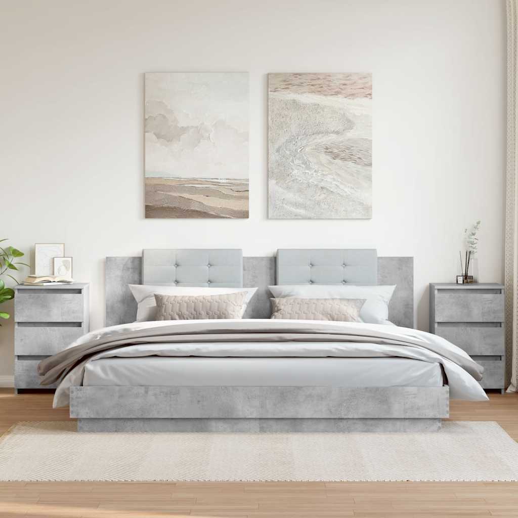 Nachtkastjes 2 st 40x35x62,5 cm bewerkt hout betongrijs is nu te koop bij PeponiXL, paradijselijk wonen!