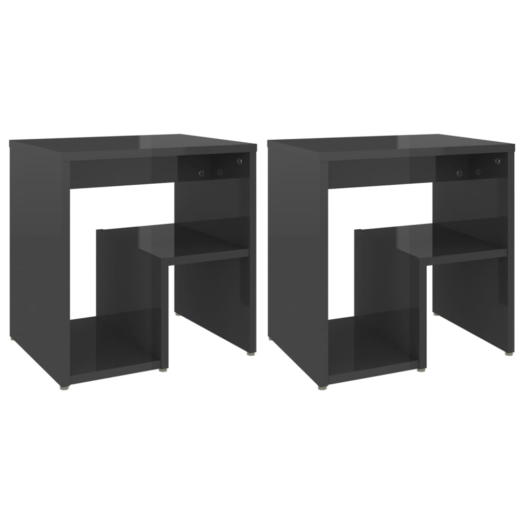 Nachtkastjes 2 st 40x30x40 cm bewerkt hout hoogglans grijs is nu te koop bij PeponiXL, paradijselijk wonen!