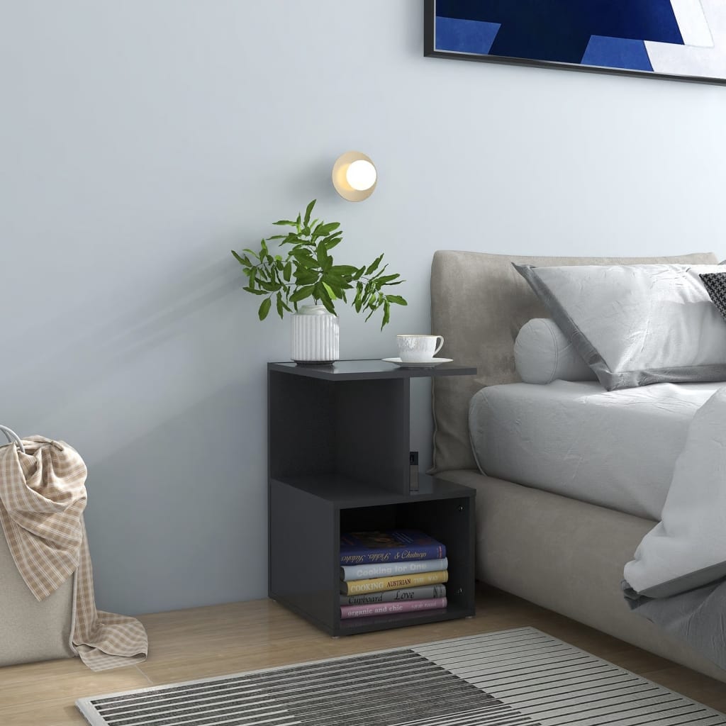 Nachtkastjes 2 st 35x35x55 cm bewerkt hout grijs is nu te koop bij PeponiXL, paradijselijk wonen!