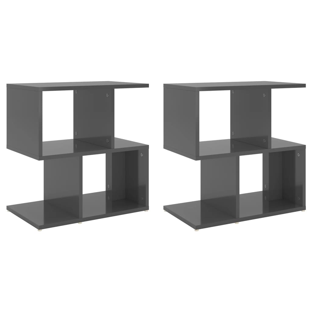 Nachtkastjes 2 st 50x30x51,5 cm bewerkt hout hoogglans grijs is nu te koop bij PeponiXL, paradijselijk wonen!