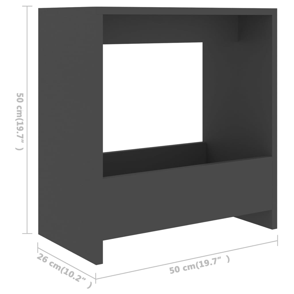 Bijzettafel 50x26x50 cm spaanplaat grijs