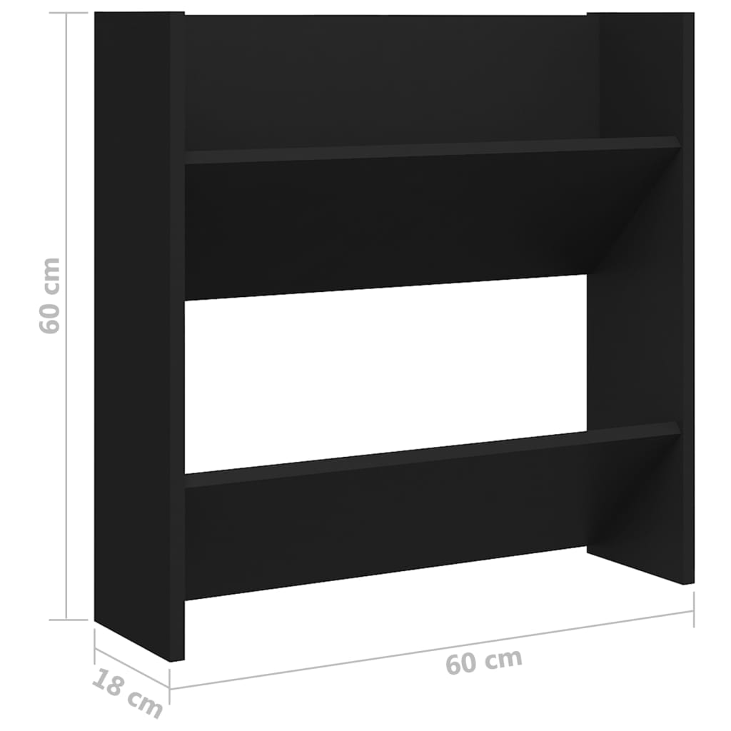 Wandschoenenkasten 4 st 60x18x60 cm bewerkt hout zwart is nu te koop bij PeponiXL, paradijselijk wonen!