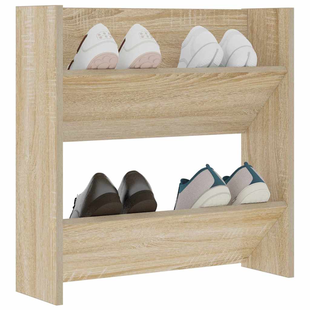 Wandschoenenkast 60x18x60 cm spaanplaat sonoma eikenkleurig is nu te koop bij PeponiXL, paradijselijk wonen!
