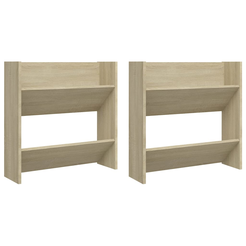 Wandschoenenkasten 2 st 60x18x60 cm spaanplaat sonoma eiken is nu te koop bij PeponiXL, paradijselijk wonen!