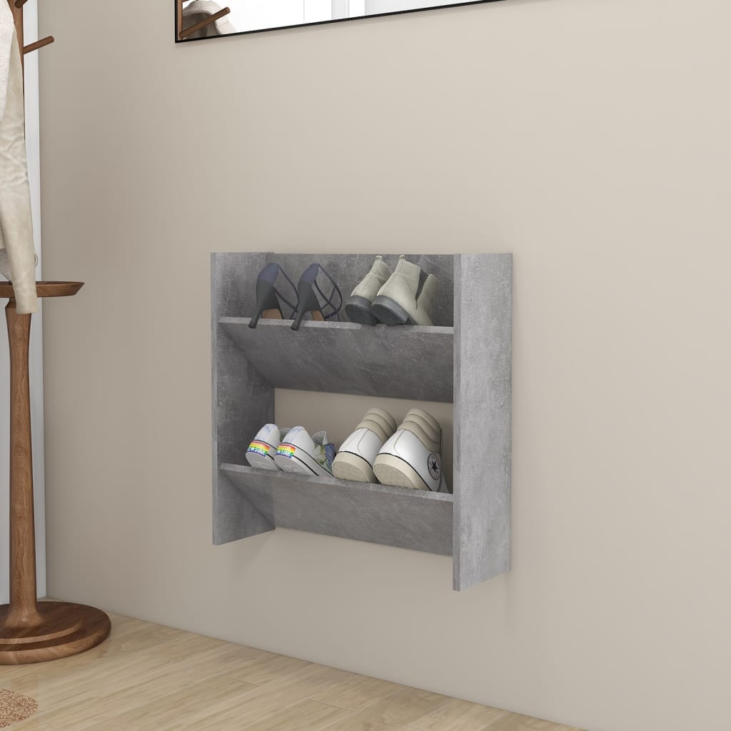 Wandschoenenkast 60x18x60 cm spaanplaat betongrijs is nu te koop bij PeponiXL, paradijselijk wonen!