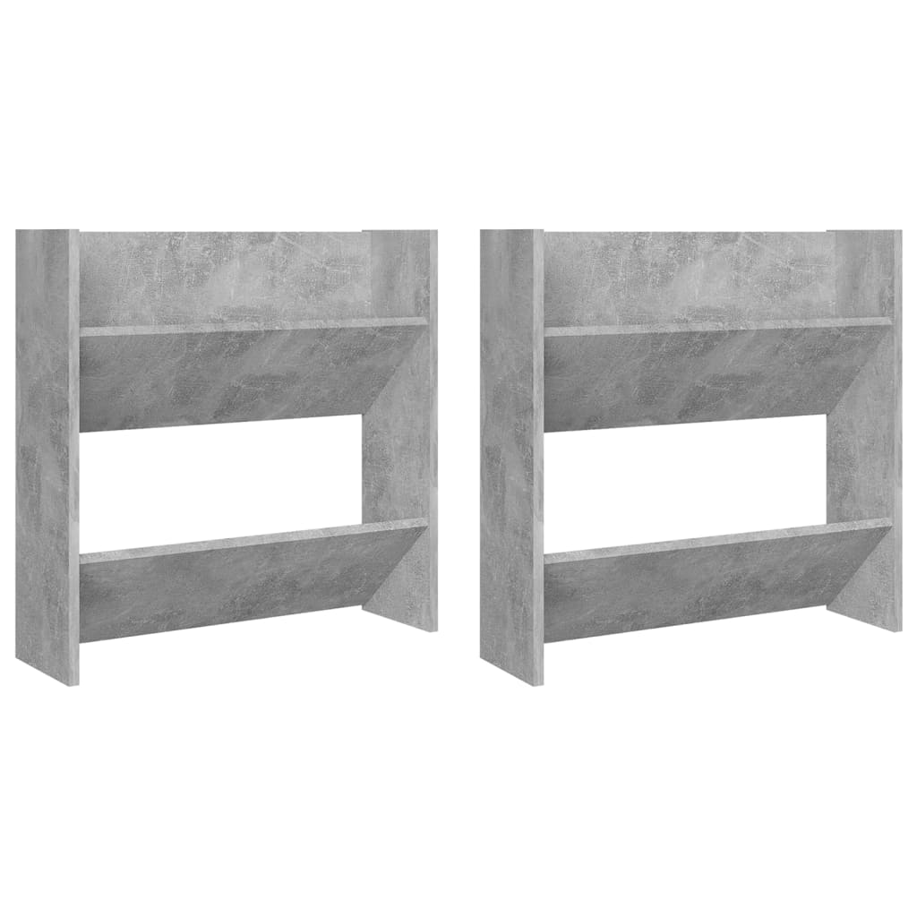 Wandschoenenkasten 2 st 60x18x60 cm spaanplaat betongrijs is nu te koop bij PeponiXL, paradijselijk wonen!