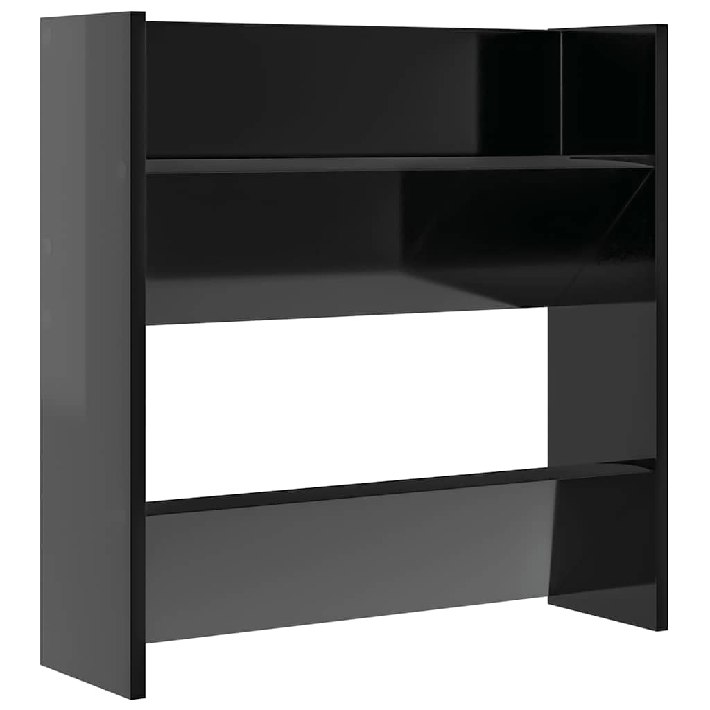 Wandschoenenkasten 4 st 60x18x60 cm hout hoogglans zwart is nu te koop bij PeponiXL, paradijselijk wonen!