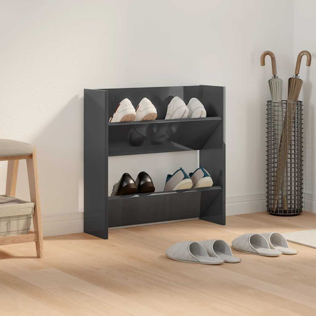 Wandschoenenkast 60x18x60 cm bewerkt hout hoogglans grijs is nu te koop bij PeponiXL, paradijselijk wonen!