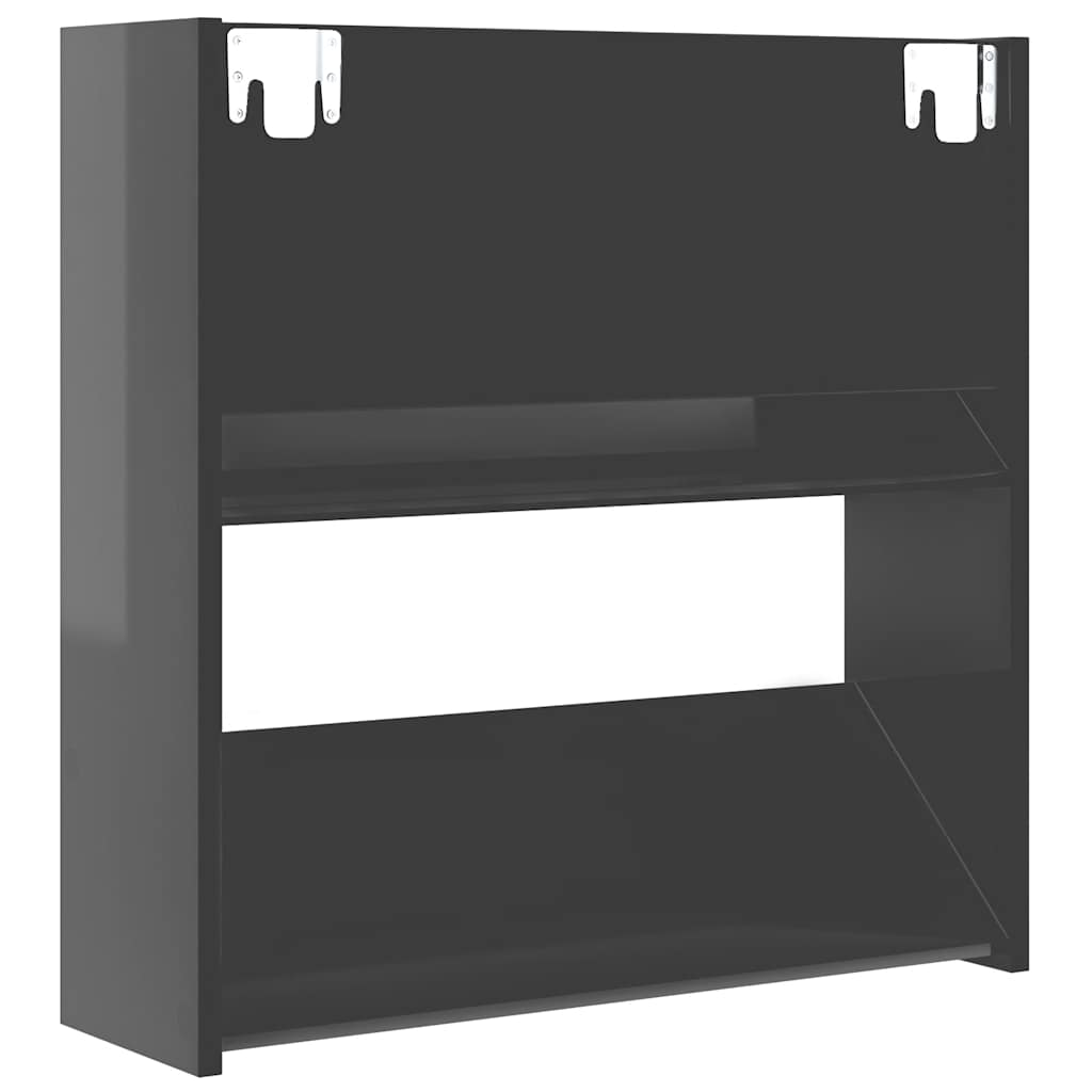 Wandschoenenkast 60x18x60 cm bewerkt hout hoogglans grijs is nu te koop bij PeponiXL, paradijselijk wonen!