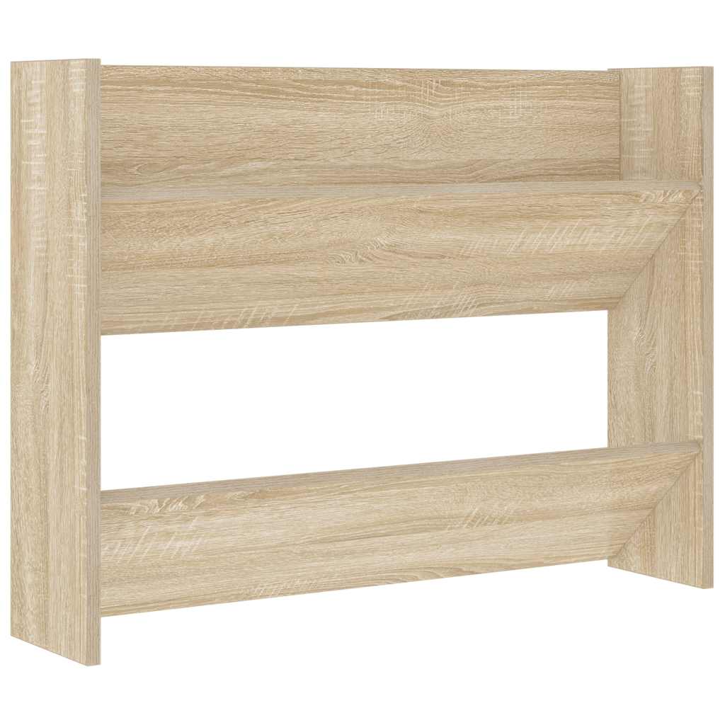 Wandschoenenkast 80x18x60 cm bewerkt hout sonoma eikenkleurig is nu te koop bij PeponiXL, paradijselijk wonen!