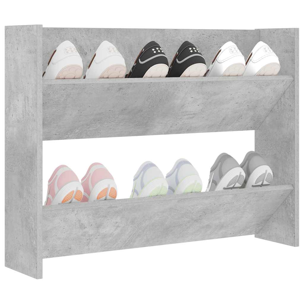 Wandschoenenkast 80x18x60 cm bewerkt hout betongrijs is nu te koop bij PeponiXL, paradijselijk wonen!