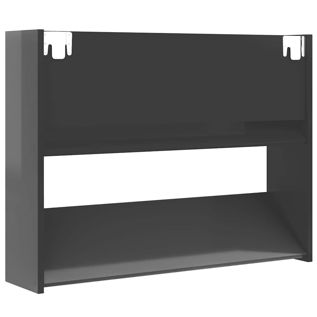 Wandschoenenkast 80x18x60 cm bewerkt hout hoogglans grijs is nu te koop bij PeponiXL, paradijselijk wonen!