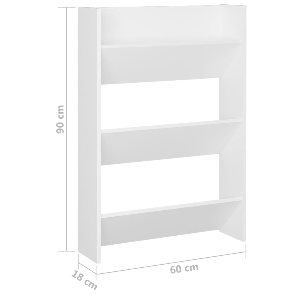 Wandschoenenkasten 2 st 60x18x90 cm spaanplaat wit is nu te koop bij PeponiXL, paradijselijk wonen!