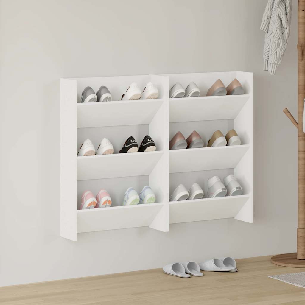 Wandschoenenkasten 2 st 60x18x90 cm spaanplaat wit is nu te koop bij PeponiXL, paradijselijk wonen!