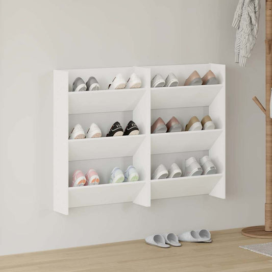Wandschoenenkasten 2 st 60x18x90 cm spaanplaat wit is nu te koop bij PeponiXL, paradijselijk wonen!