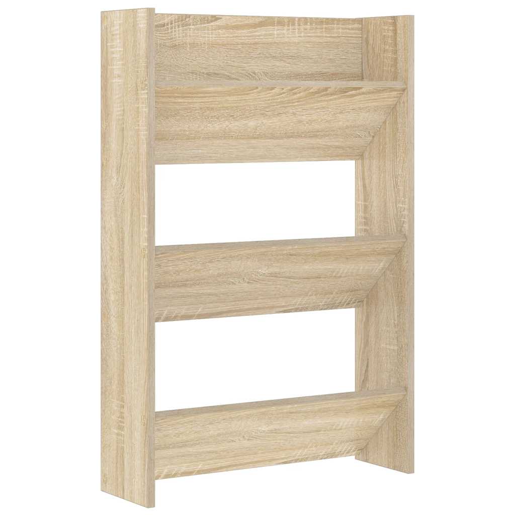 Wandschoenenkast 60x18x90 cm spaanplaat sonoma eikenkleurig is nu te koop bij PeponiXL, paradijselijk wonen!