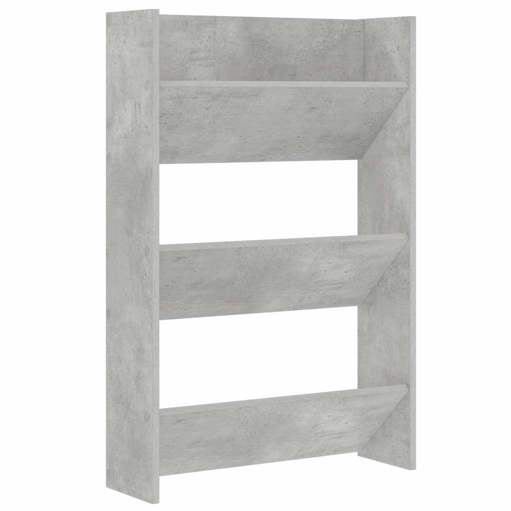 Wandschoenenkasten 2 st 60x18x90 cm spaanplaat betongrijs is nu te koop bij PeponiXL, paradijselijk wonen!