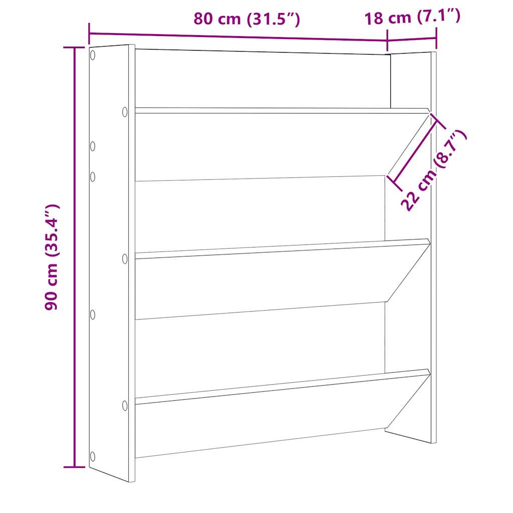 Wandschoenenkast 80x18x90 cm bewerkt hout wit is nu te koop bij PeponiXL, paradijselijk wonen!