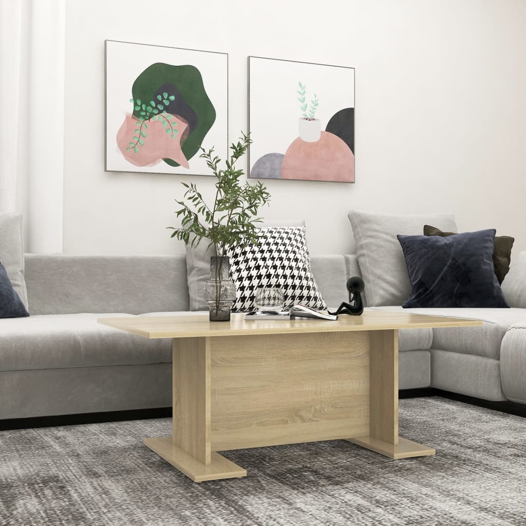 Salontafel 103,5x60x40 cm bewerkt hout sonoma eikenkleurig is nu te koop bij PeponiXL, paradijselijk wonen!