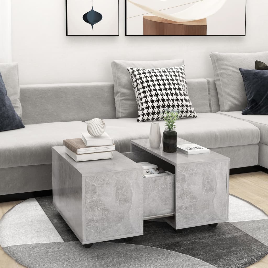 Salontafel 60x60x38 cm bewerkt hout betongrijs is nu te koop bij PeponiXL, paradijselijk wonen!