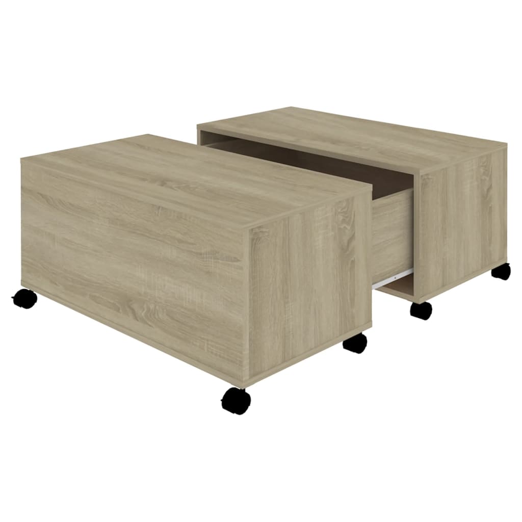Salontafel 75x75x38 cm bewerkt hout sonoma eikenkleurig is nu te koop bij PeponiXL, paradijselijk wonen!