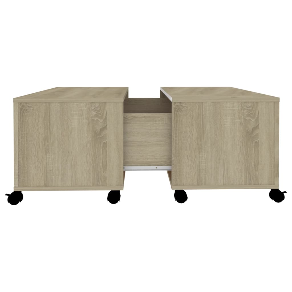 Salontafel 75x75x38 cm bewerkt hout sonoma eikenkleurig is nu te koop bij PeponiXL, paradijselijk wonen!