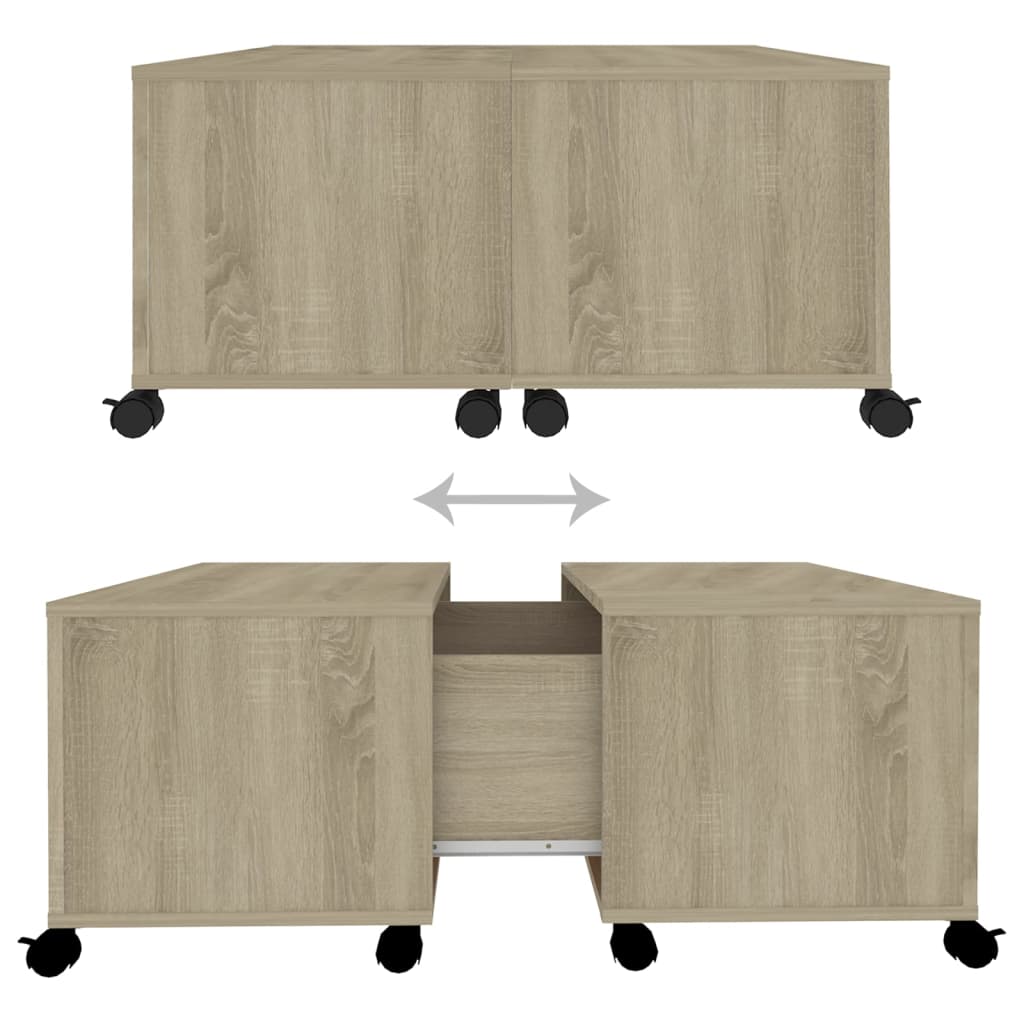 Salontafel 75x75x38 cm bewerkt hout sonoma eikenkleurig is nu te koop bij PeponiXL, paradijselijk wonen!