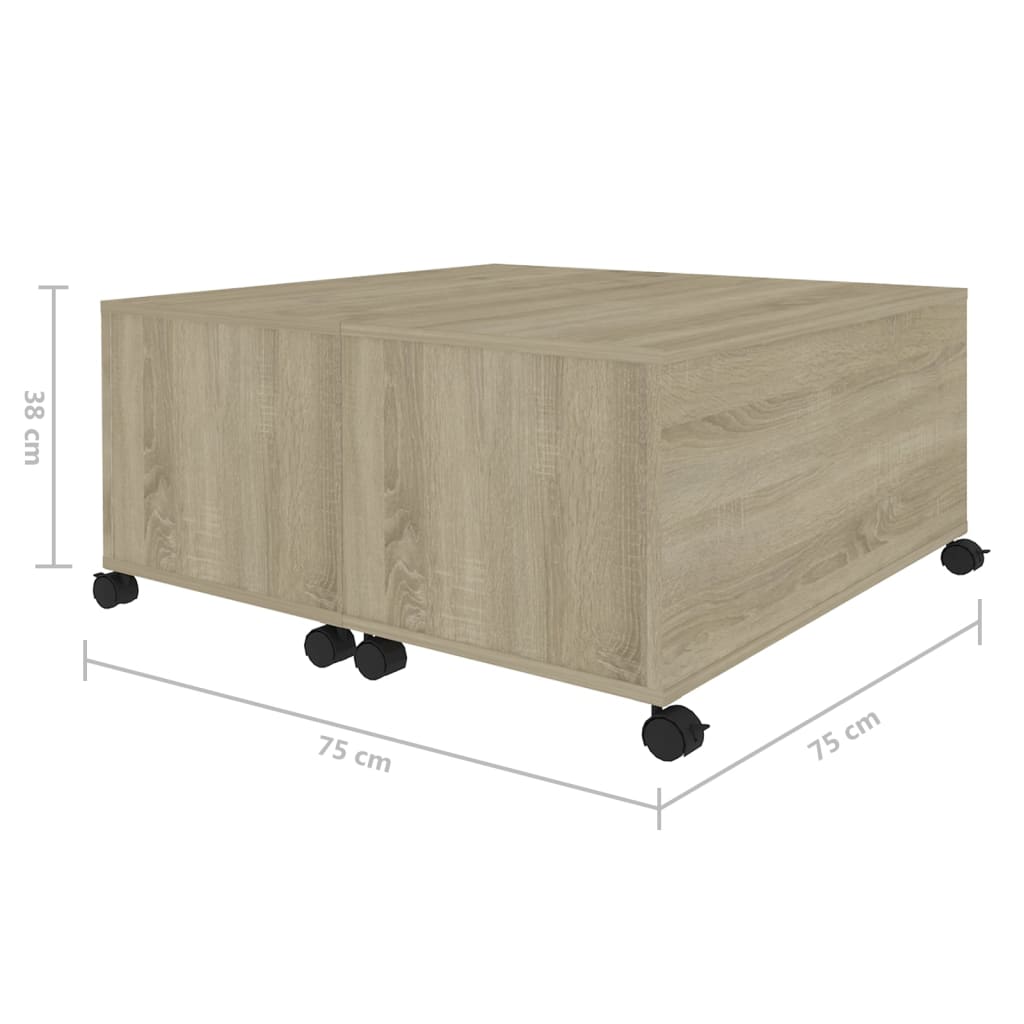 Salontafel 75x75x38 cm bewerkt hout sonoma eikenkleurig is nu te koop bij PeponiXL, paradijselijk wonen!